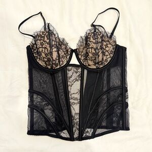 Victoria's Secret Black Lace Corset Top 34C - NWT
